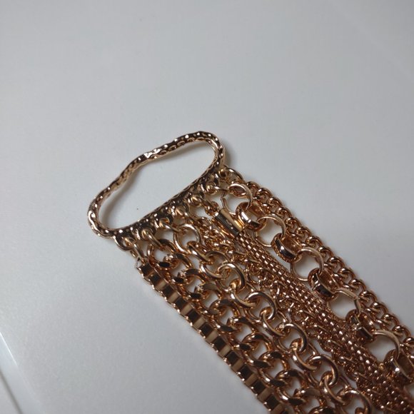 Pretty Layered Gold Tone Metal Chain Bracelet - Picture 9 of 11